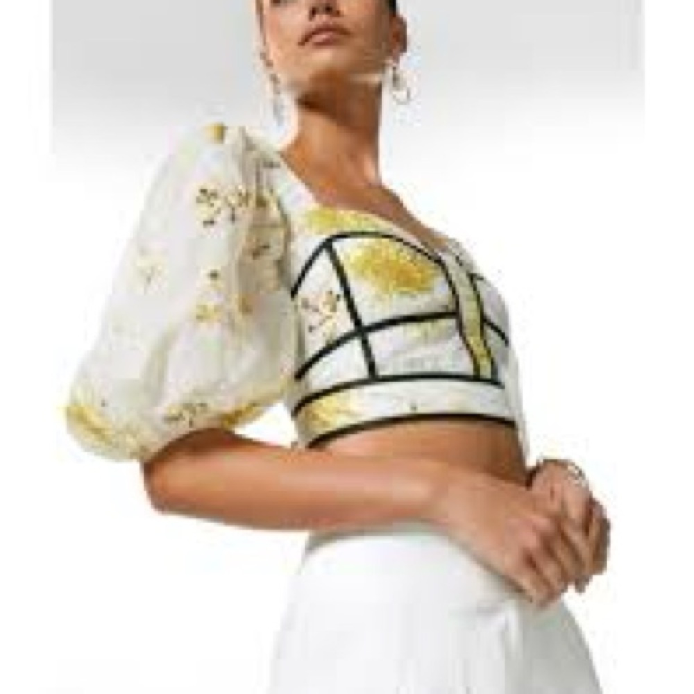 Karen Millen Petite Meadow Floral Silk Cotton Bustier Top - Size 2 Petite US